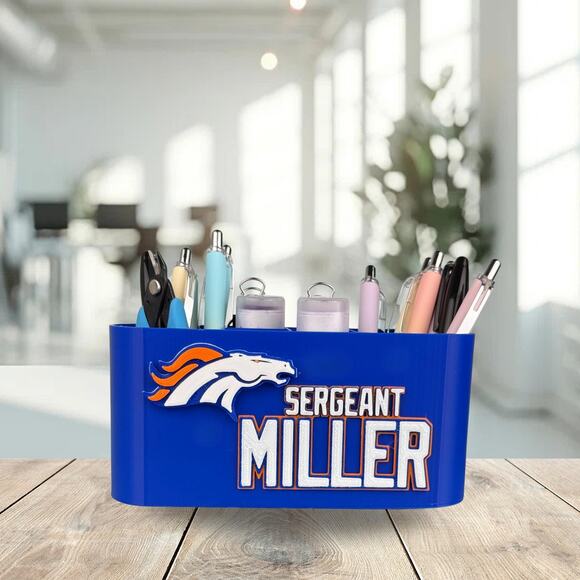 Personalized Denver Broncos Desk Organizer, Broncos Gift, Broncos Teacher Gift - Picture 6 of 10